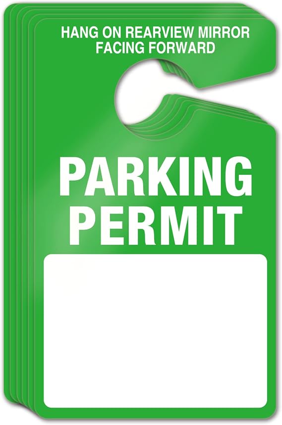 50 Pack Parking Permit Hang Tag -Poly Plastic Parking Placards -Temporary Parking Passes, Blank PVC Parking Passes for Car Rear View Mirror 3x5" (Green)