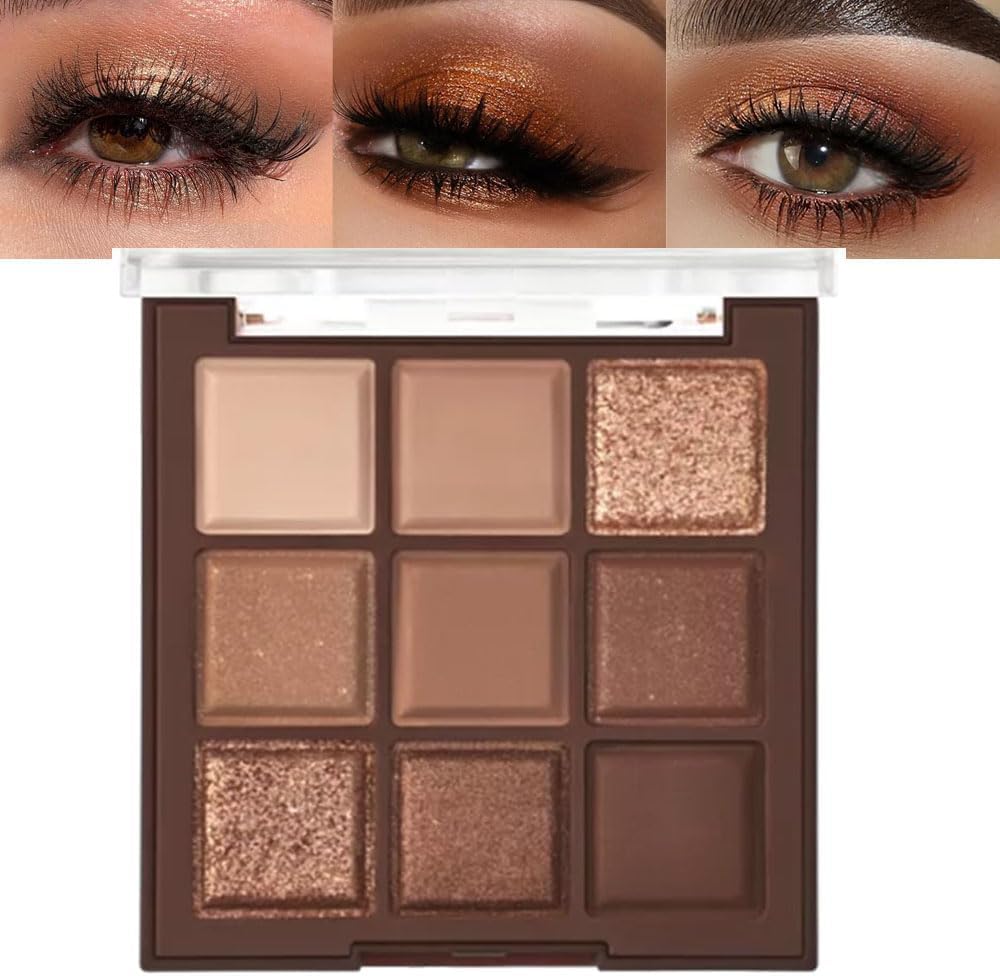 Neutral Nude Brown Smokey Eye Shadow Palette,Rose Gold Bronze Cream Eyeshadow Palette Makeup,Natural Eyeshadow for Eyes Long Lasting Naturing-Looking Brown