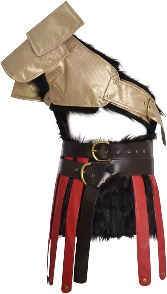Mens Kratos Costume Medieval Leather Shoulder Armor Battle Suit Full Set for Halloween