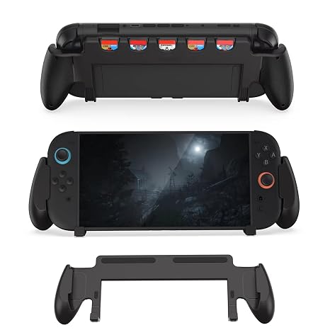 AriKroii Grip-Schutzhülle mit Ständer für Nintendo Switch 2 Switch 2 Konsole Griffe Kompatibel mit Nintendo Switch 2 Switch 2 Grip Case mit 5-Spiel-Slots und Standfuß Bequemer & Ergonomischer Griff