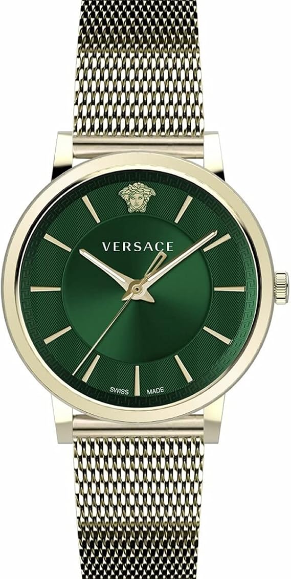 Versace - VE5A00820 Unisex Quartz Fashion Bracelet and Case Stainless Steel Gold Dial Analogue Green