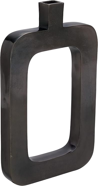 Deco 79 Black Aluminum Contemporary Vase, 18 x 11 x 2 Inches