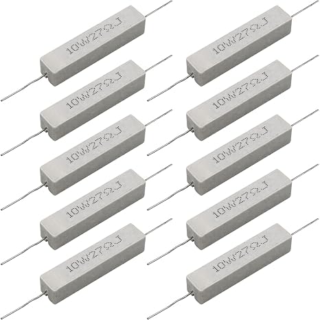 Cement Resistor,10 PCS 10w 27 ohm 5% Axial Lead Wire Resistor White Wound Fixed Ceramic Cement Resistors Wirewound Cement Power Resistors Flame Heat Moisture Resistance Precharge Horizontal Resistors