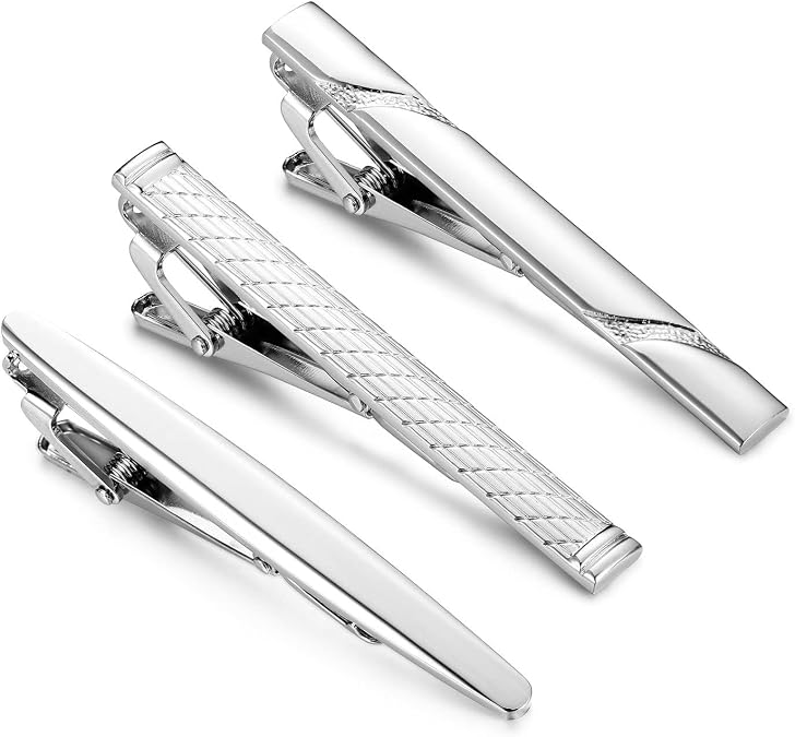 Jstyle 3 PCS Tie Clips for Men 316L Stainless Steel- Tie Bar Set, Regular Ties, Luxury Box Gift Ideas -Personalized Gifts for Men, Accessories for Business Wedding, Casual & Formal Attire