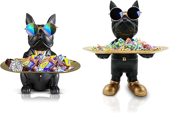 French Bulldog Decor, Candy Dish Key Holder Bowl, Black