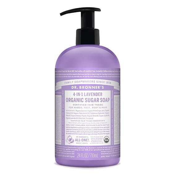 Dr. Bronner's Organic Sugar Soap, Lavender Liquid Cleanser, 24 oz