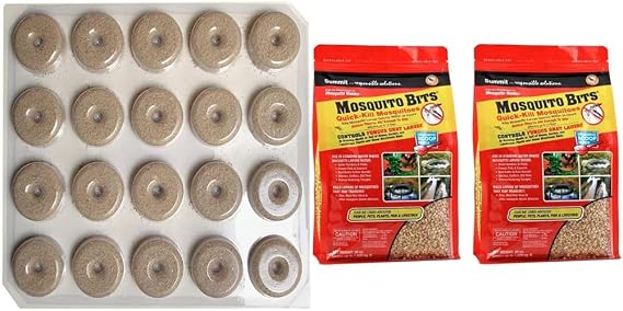 Summit...responsible solutions 155 Summit 100 Count Mosquito Dunk, Natural & Summit Responsible Solutions Mosquito Bits - Quick Kill, 60-Ounce (2 Pack)
