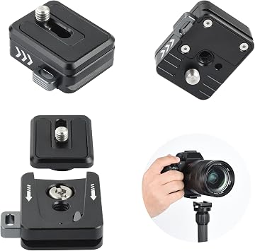 UTEBIT 38mm Camera Quick Release Plate, 1/4" Screw Thread Quick Release System QR Plate Camera Tripod Mount Adapter for Sony Canon Monopod DSLR Stabilizer Slider DJI, Load 5kg, Black