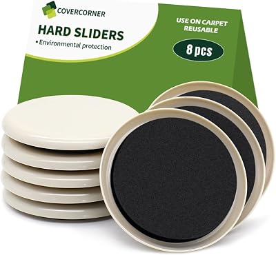 Furniture Sliders for Carpet 8 PCS - 3 12 inch Furniture Moving Slider Chair Legs Floors Protectors Move Your Furniture Easy & Safelyfor Carpet