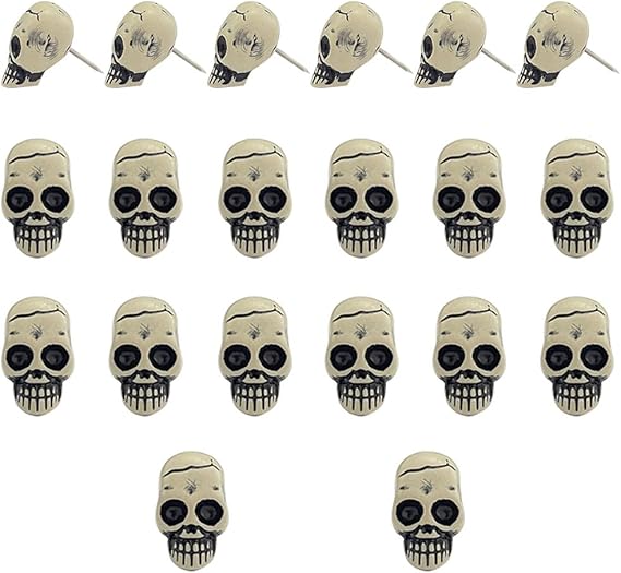 Skull Push Pins, Decorative Creative Thumbtack, Office Tacks for Bulletin Board, Cork Boards, Map, Photo, Wall Fixed, Picture, Paper, Memo, Note, Office Supplies Accessories 20 Pieces