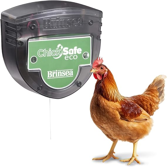 Brinsea ChickSafe Eco Automatic Chicken Coop Door Opener for Vertical Sliding or Hinged Hen House Doors with Adjustable Light Sensor, Safety Sensor