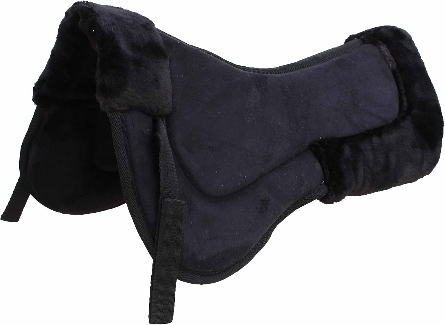 CHALLENGER 23x22 Horse English Riding Black Contour Suede Leather Lined Half Pad 72180BK