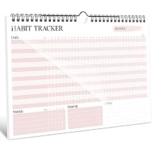 Habit Tracker Calendar, 24 Undated Monthly A4 Habit Tracker Pad, Wire-Bound Daily, Weekly, Monthly Habit Sections with Colorful Design for Productivity & Organisation, 160gsm Thick Paper (Pink)