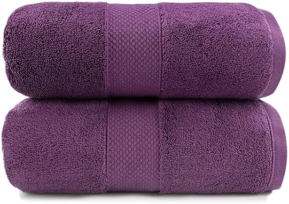 Maisonette Loft 100% Egyptian Cotton Turkish Bath Sheets - Soft, Absorbent Oversized Bathroom Towels - Ideal Quick Dry Extra Large Luxury Bath Towel Set for Shower - (35" x 70", 2 Pack) - Purple