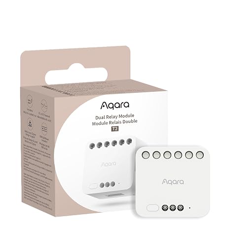 Aqara Dual Relay Module T2, Requires a Neutral Line and Aqara Zigbee3.0 Hub | Smart Relay Switch Dry Contact Mode for Garage Doors and Boilers,Light Switch Roller Shade Switch, Supports Homekit and Alexa