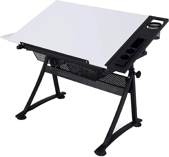 Art Drawing Table Workbench, Height Adjustable and Tiltable Art Table, PVC Panel Drawing Table, Suitable for Work Study Painting Craft Table
