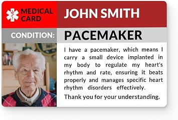 Pacemaker Medical ID Card Essential Emergency Information for Heart Patients - Designed and Printed in The USA