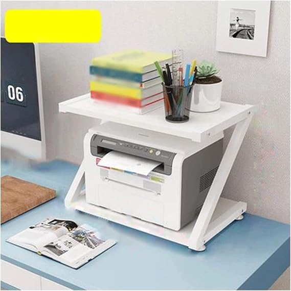 Printer Table 2-Tier Printer Stand, Unique Z-Type Printer Storage for Home and Office, Mufti-Functional MDF Printer Holder for Small Space Storage Shelve