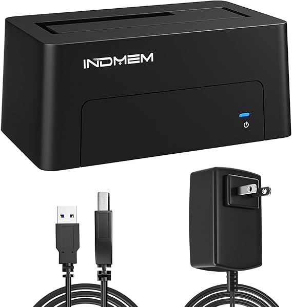 INDMEM SAS to USB 3.0 Adapter, SAS / SATA Hard Drive Enclosure Reader Converter Docking Station for 2.5/3.5" Server HDD SSD, with 12V/2A Power Adapter, Support up to 24TB New Upgraded