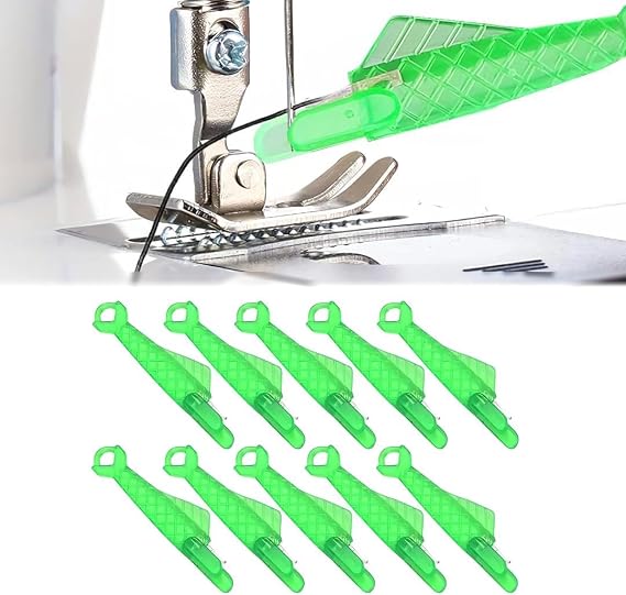 Fish Mouth Sewing Machine Needle Threaders, Easy Threading, 10 Pcs, Green