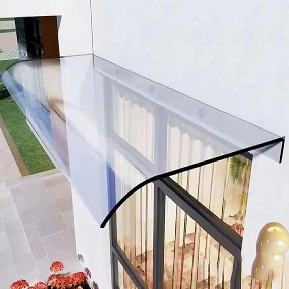 Porch Canopy Outdoor Awning Patio awnings Anti-Uv Window Awning or Front Door Canopy Rain Cover,Invisible Door Awning Transparent Outdoor Awning Patio Cover Shelter Sun Shade,Windproof Polyc