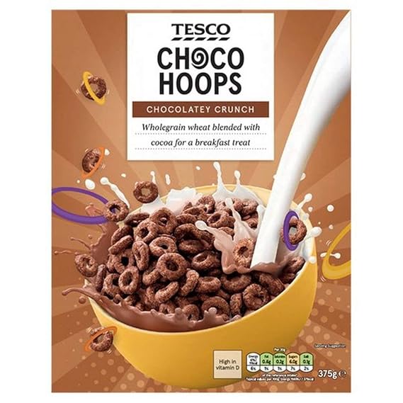 Tesco Choco Hoops Cereal 375G