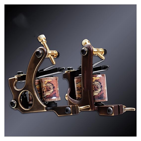 2 Pcs Handmade Whole Wire Cutting Copper Machine Tattoo Machine 10 Wraps Coil Tattoo Gun Liner And Shader(Shader and Liner)