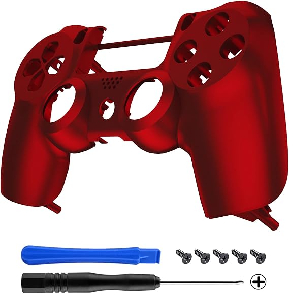 eXtremeRate Scarlet Red Custom Faceplate Cover for ps4 Slim Pro Controller, Soft Touch Front Housing Shell Case for ps4 Controller CUH-ZCT2 JDM-040/050/055 - Controller NOT Included