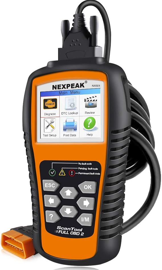 NEXPEAK NX501 OBD2 Scanner Enhanced Code Reader for All Post-1996 Vehicles | Professional OBD2 scanner reads/clears engine codes, monitors battery, 10 modes & live data on color screen,plug and play