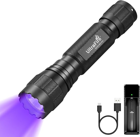 ULTRAFIRE UV Torch 365nm Black Light, 10W High Power UV Light with Holster, Small Ultraviolet Flashlight for Pet Urine Detection, Curing Resin, Leak Detection, Hotel Hygiene, 501UV-365 PRO