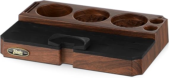 Bincoo Multifunctional Espresso Tamping Station,Plastic ABS Coffee Tamper Station Fit for 51 to 58mm Portafilter,Tamper,and Distributor,Puck Screen Espresso Accessories for Home Office(Brown)