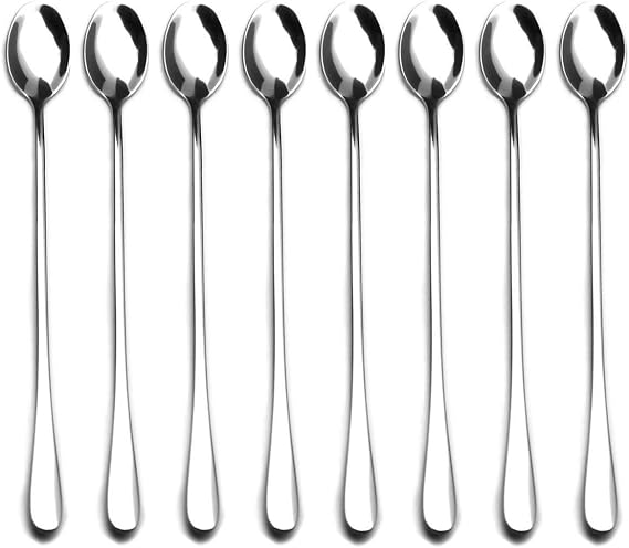 9-inch Long Handle Stirring Spoon, Ice Tea Coffee Spoon, Stainless Steel Cocktail Mixing Spoons - Set of 8