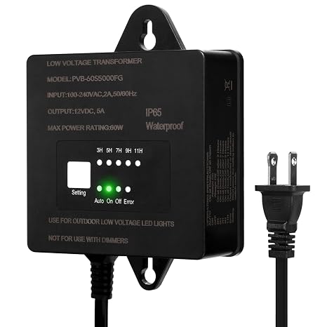 60W Low Voltage Transformer Outdoor, 120V AC to 12V DC