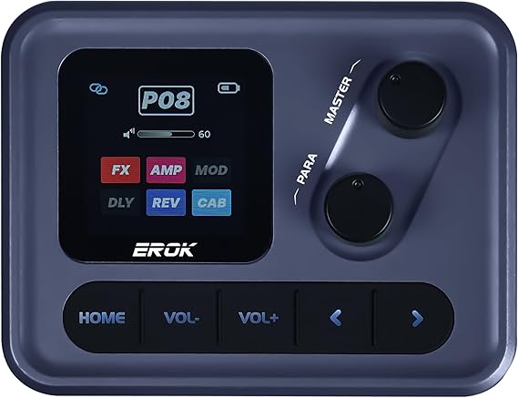 EROK Pocket Sonic - Mini Multi Effects Pedal, 60+ Built-in Effects, 20 Amp Modeling with Tone Cloning, 20 IR Cabinets, OTG Recording, Rechargeable with Clip-On Design