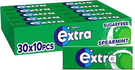 Wrigley's Extra Spearmint Chewing Gum Sugar Free 10 Pieces - 30 Pack