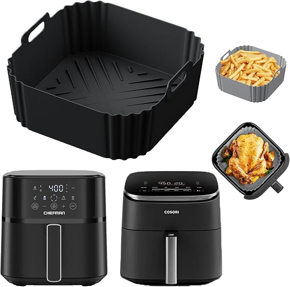 Silicone Air Fryer Liners for Chefman Air Fryer – 6 QT, LYHOLKEER Square Air Fryer Liners Silicone Reusable Basket for Cosori 9-in-1 TurboBlaze Air Fryer 6 Qt