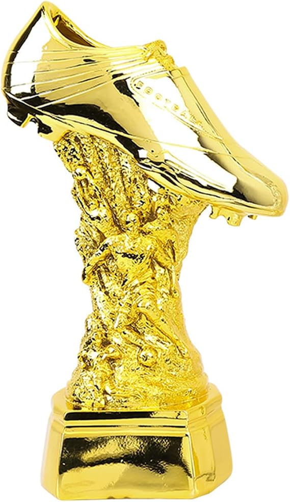 Golden High Heel Goalkeeper Trophy, Archer Boot Award, Resin Shoe Winners Cup Crafts Souvenir Best Gold Plated Soccer Award Model Cup Fans Gift, 11.8*7.5*4.3 inch