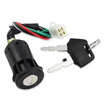 FLYPIG 4 Wires Ignition Switch Key 50 70 90 110 125 150 200 250CC ATV Dirt Pit Bike Taotao BW50 DT50 FJR1300 FZ1 FZR400 YX600 Road Star TTR90 V Star 250 WR250 XT225 YZ80 1990-2014 for Yamaha Kawasaki