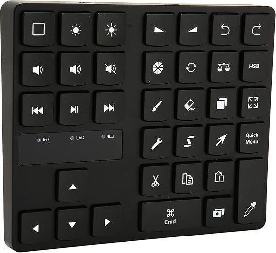 Keyboard for, Rechargeable Drawing Keyboard with 35 Shortcut Keys, One Handed Buetooth Keypad for Drawing Shortcuts, Graphic Tablets, Drawing Tablet, Laptop