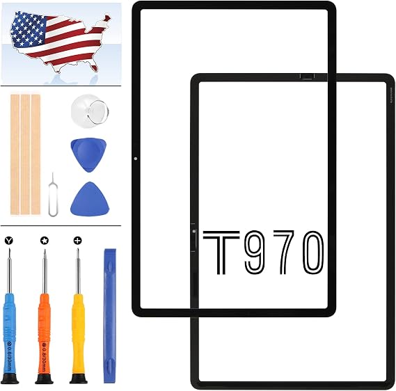 for Samsung Galaxy Tab S7+ S7 Plus Screen Replacement for SM-T970, SM-T976B, SM-T975 Front Outer Glass Screen Panel Parts Kit with Repair Tools (LCD & Touch Digitizer Not Include)