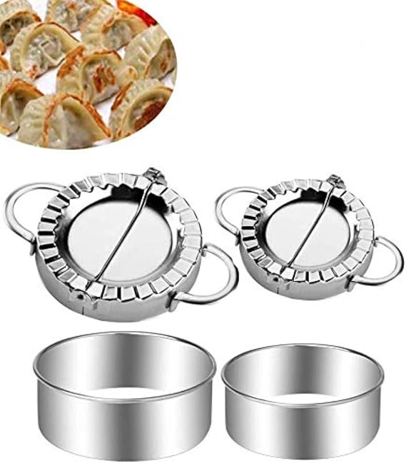 Stainless Steel Dumpling Maker 4 Pcs Small and Large Dumpling Mold Dough Press Cutter Wrapper Pie Crimper Pastry Tools Ravioli Mould.