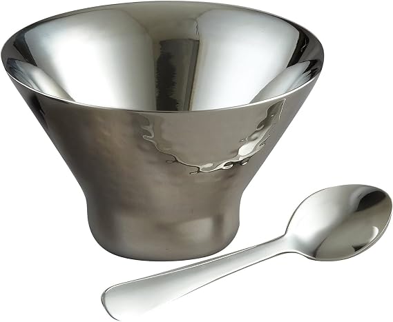Elegance Stainless Steel Dessert Bowl with Spoon