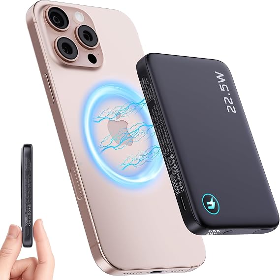 2026 Updated M3 Ultra Slim 0.4'' Wireless Power Bank with Built in Cable | 10000mAh Magnetic Portable Charger with Strap, Battery Pack Travel Essentials for iPhone 17/16/15/14/13/12/Pro Max Andriod