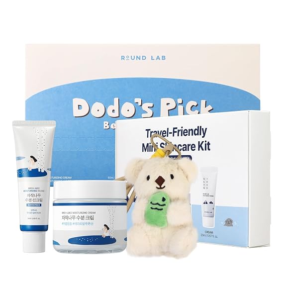 ROUND LAB Best Selling Kit, Dokdo Hydrating Trial Kit + Birch Juice Sunscreen + Birch Juice Moisturizing Cream 2.7 Fl Oz, Korean Skin Care Set