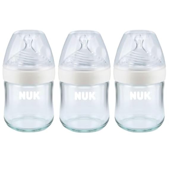 NUK Simply Natural Glass Baby Bottles, 4 oz, 3 Pack