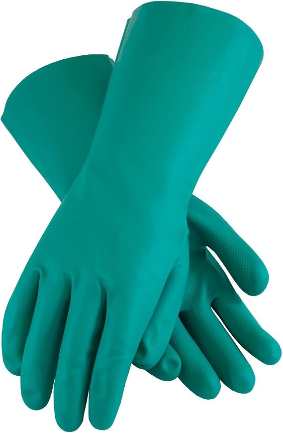 Assurance 50-N160G/XL Unsupport Nitrile 15 Mil 13 Inch Flocked Diamond Green XL