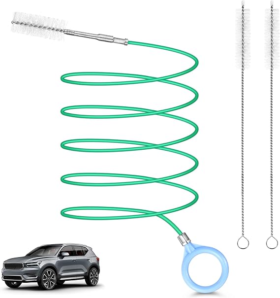 Auto Sunroof Drain Cleaning Tool,118Inch Long Pipe Cleaner for Car,Flexible Tube Cleaning Brush with 2Pcs 7.9inch Cleaning Brush Skinny Pipe Drain Dredge Cleaning Tool for Car Sunroof Wiper Drain Hole