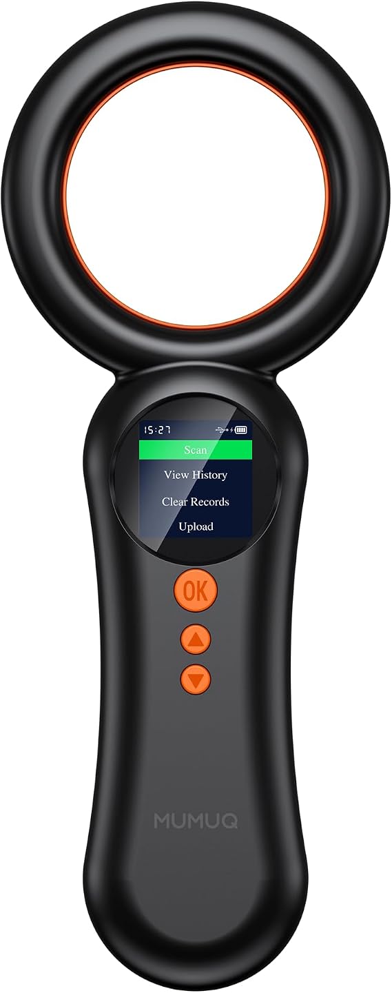 Pet Microchip Scanner with 1.44 Inch LCD Screen for Dog Cat Pig | 500 Records Data Storage FDX-B(ISO11784/85) EMID Animal Microchip Reader