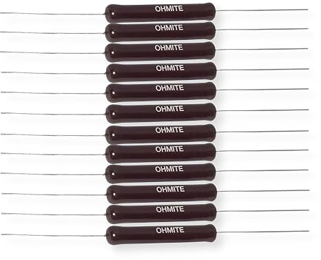 Ohmite 20J20RE Pack of 12 Wirewound Resistors, Axial Lead, 10W, 20 Ohms, 720V Max, 30 TCR, Rugged Vitreous Enamel Coating, Heat-Resistant Power Resistor for Industrial and Electronic Applications