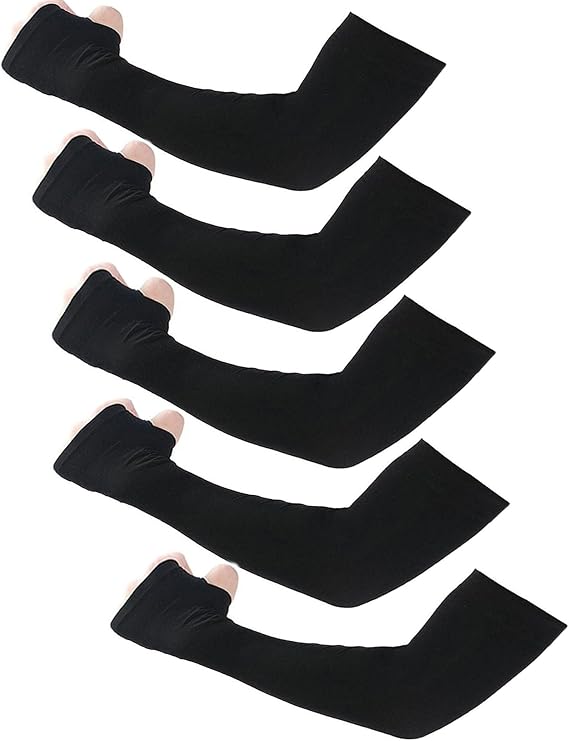 Tattoo Sleeves for Women with Thumb Holes Sun Protection Cooling Outdoor Gardening Sport Sunscreen Arm Sleeves 5 Pairs